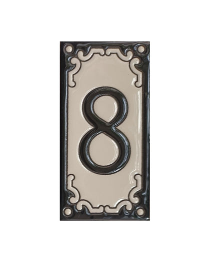 Jacho Black Hand-Painted Ceramic Number Tiles 11 x 5.5 cm
