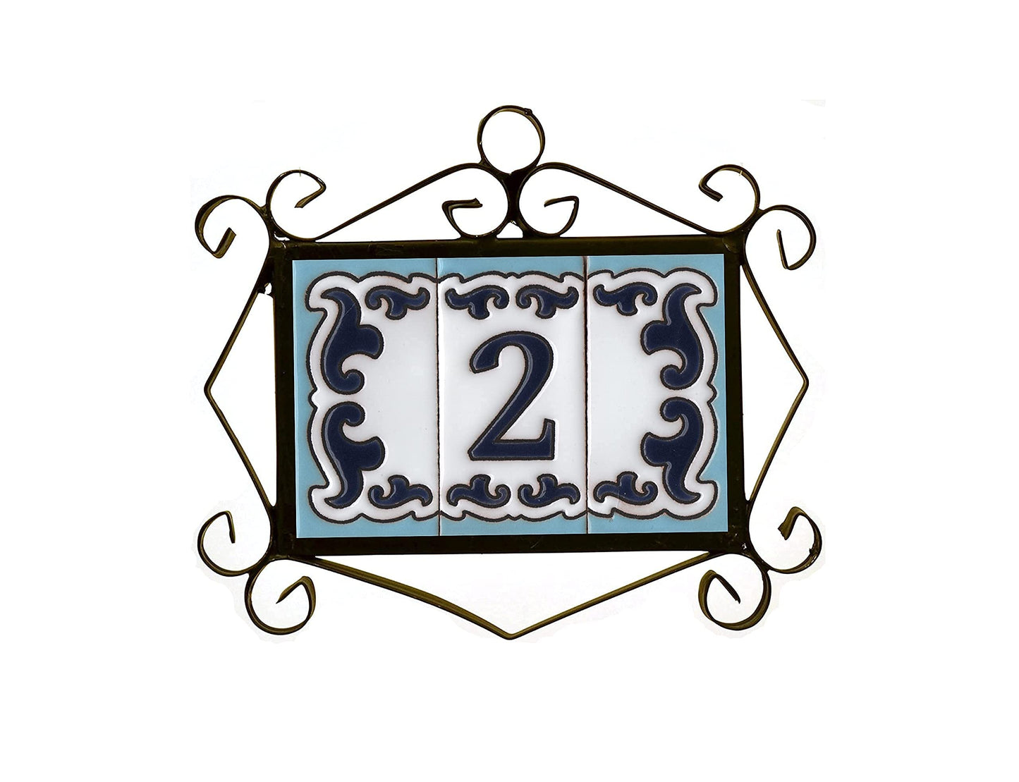 Spanish Hand-Painted Ceramic House Number Tiles | MD-02 | 7.5x3.7cm