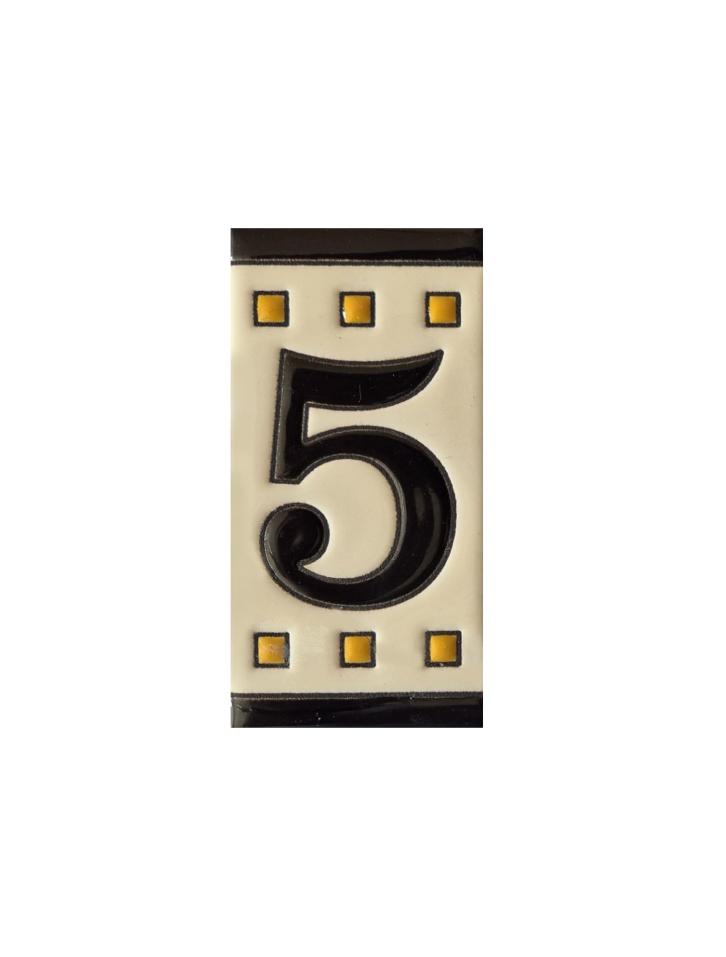 Spanish Solo Hand-painted Ceramic House Number Tiles 11 x 5.5 cm