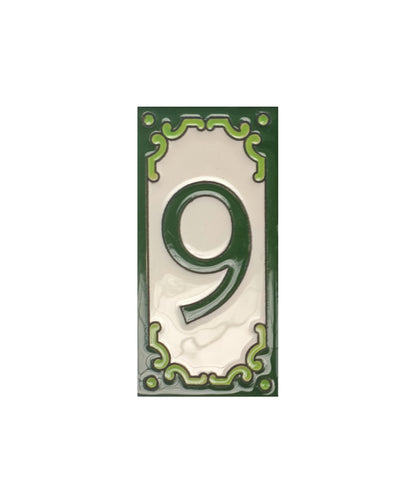 Hand-Painted Jacho Green House Number Tiles 11 x 5.5 cm