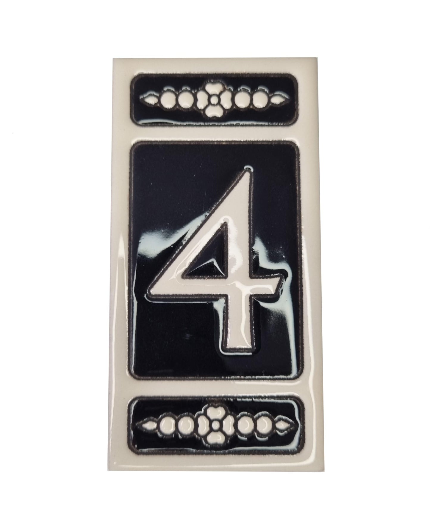 Spanish Hand-painted Atalaya M-6 Ceramic House Number Tiles 11 x 5.5 cm