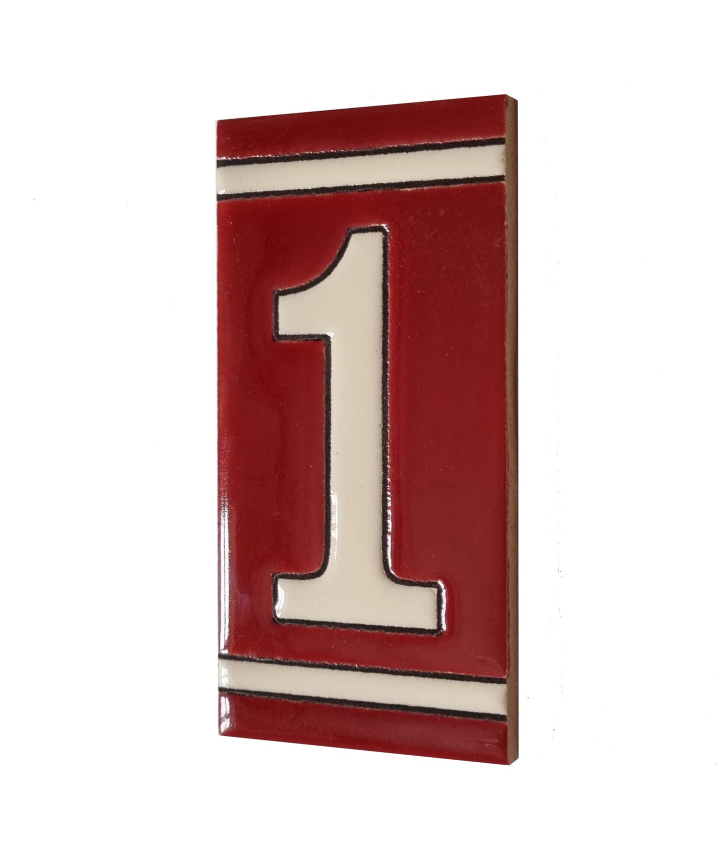 Hand-Painted French Designed Red Number Tiles 4.3' x 2.2' 11 x 5.5cm & Optional Metal Frames