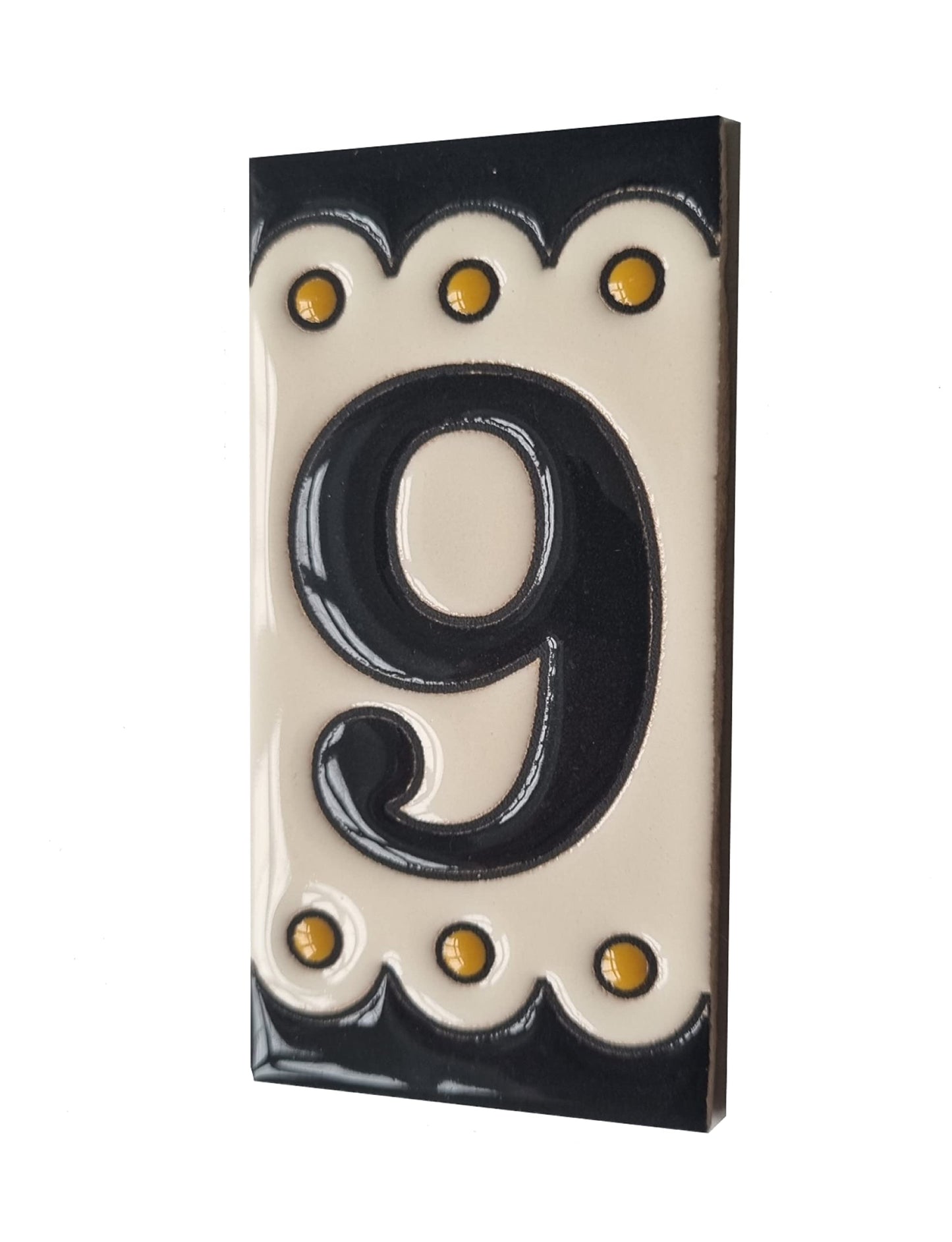 Soto M-3 Spanish Hand-painted Ceramic 11 x 5.5 cm or 2.16 x 4.33" Number Tiles