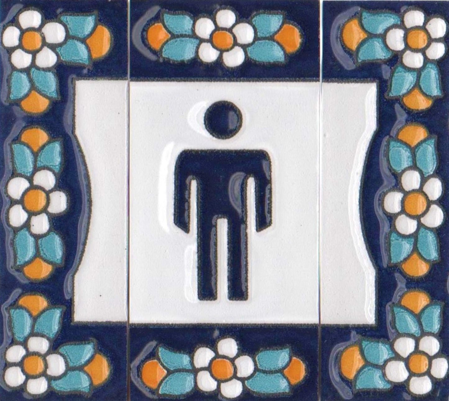 Ceramic House Tile Numbers & Letters, Blue Floral Design, 7.5cm x 3.5cm, 2 to 10 Frames