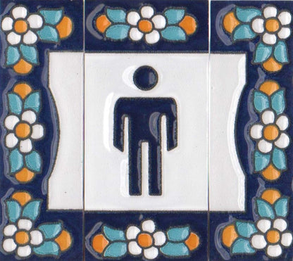 Ceramic House Tile Numbers & Letters, Blue Floral Design, 7.5cm x 3.5cm, 2 to 10 Frames