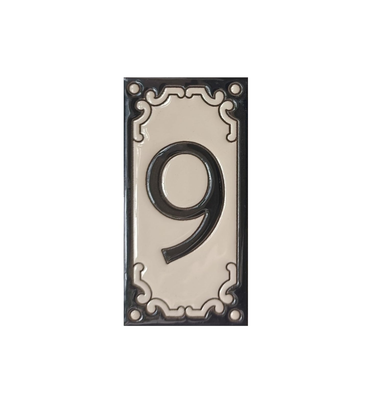 Jacho Black Hand-Painted Ceramic Number Tiles 11 x 5.5 cm