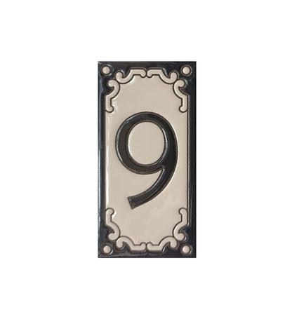 Jacho Black Hand-Painted Ceramic Number Tiles 11 x 5.5 cm