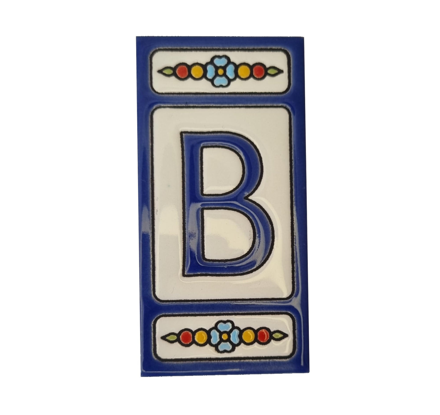 Atalaya m-7 Blue Hand-Painted Ceramic House Number Tiles 11 x 5.5cm