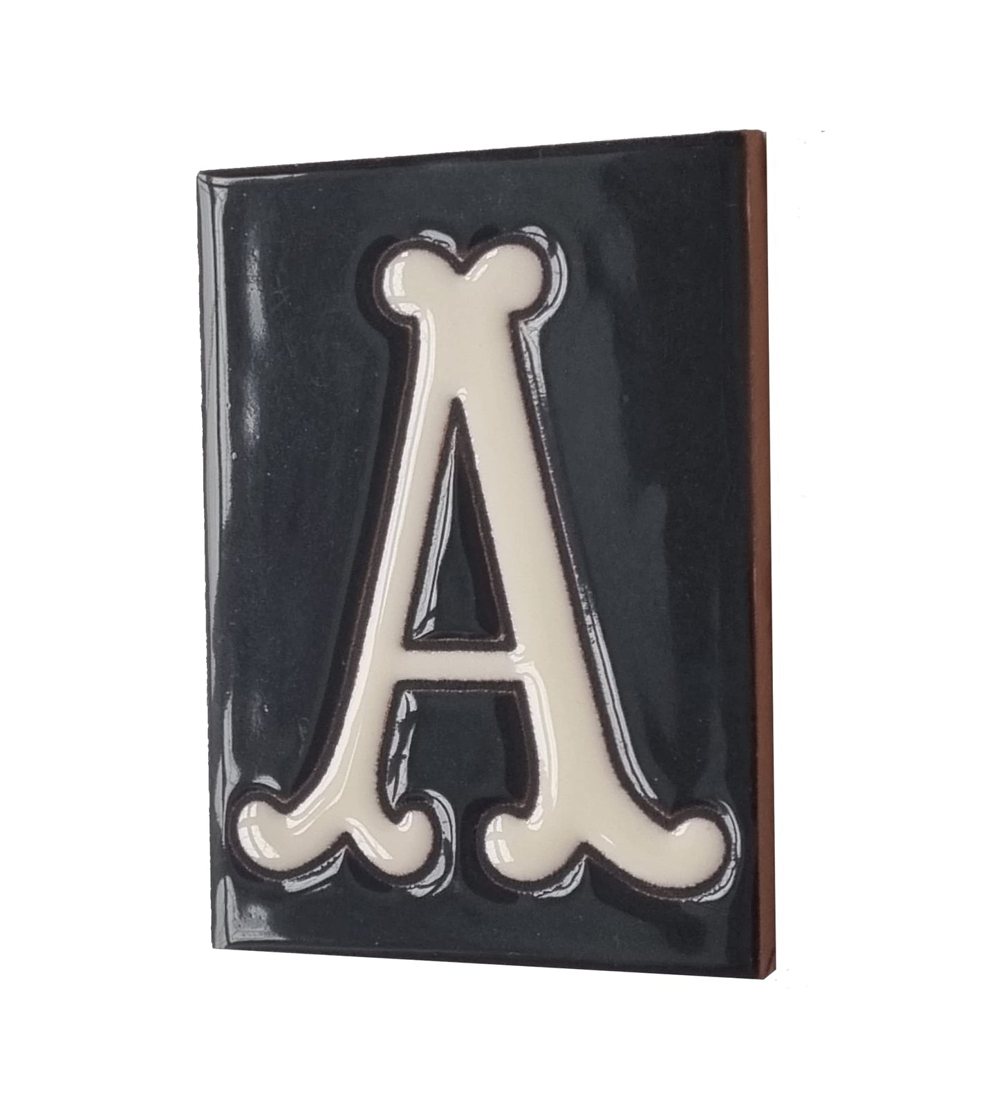 Hand-painted Costa Black Ceramic House Number Tiles 10 x 7.5cm