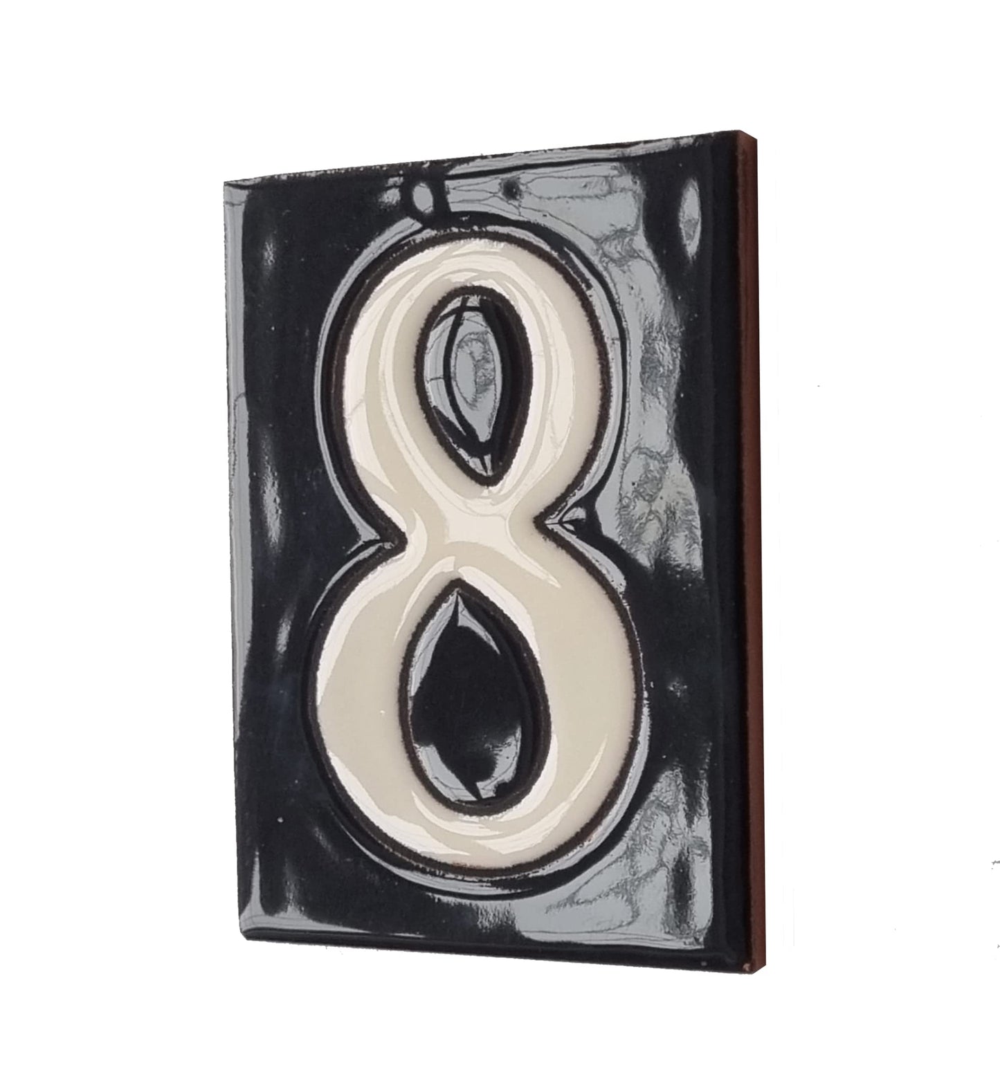 Hand-painted Costa Black Ceramic House Number Tiles 10 x 7.5cm