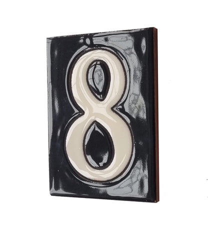 Hand-painted Costa Black Ceramic House Number Tiles 10 x 7.5cm
