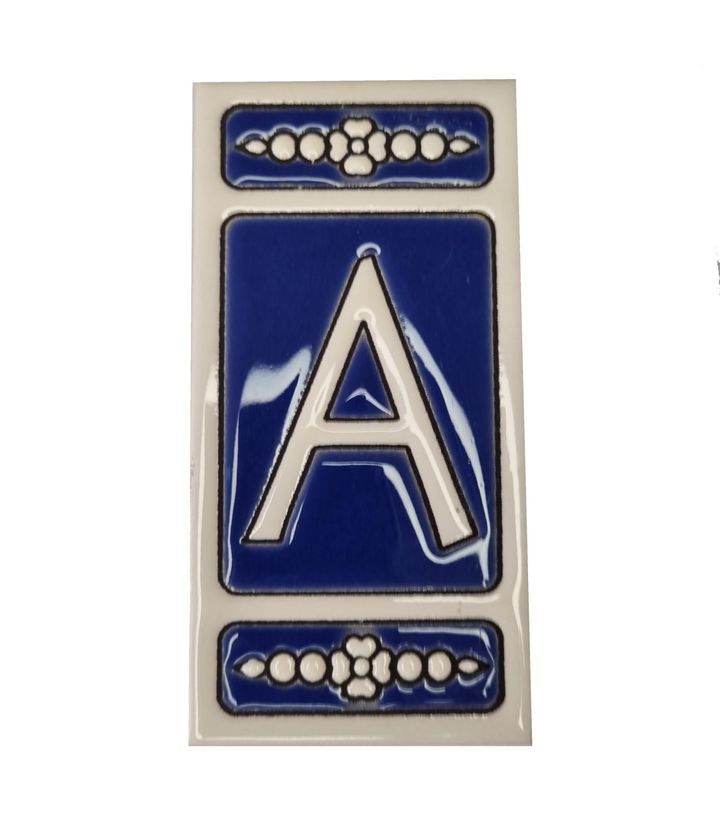 Atalaya M-3 Blue Hand-Painted Ceramic House Number Tiles 11 x 5.5 cm