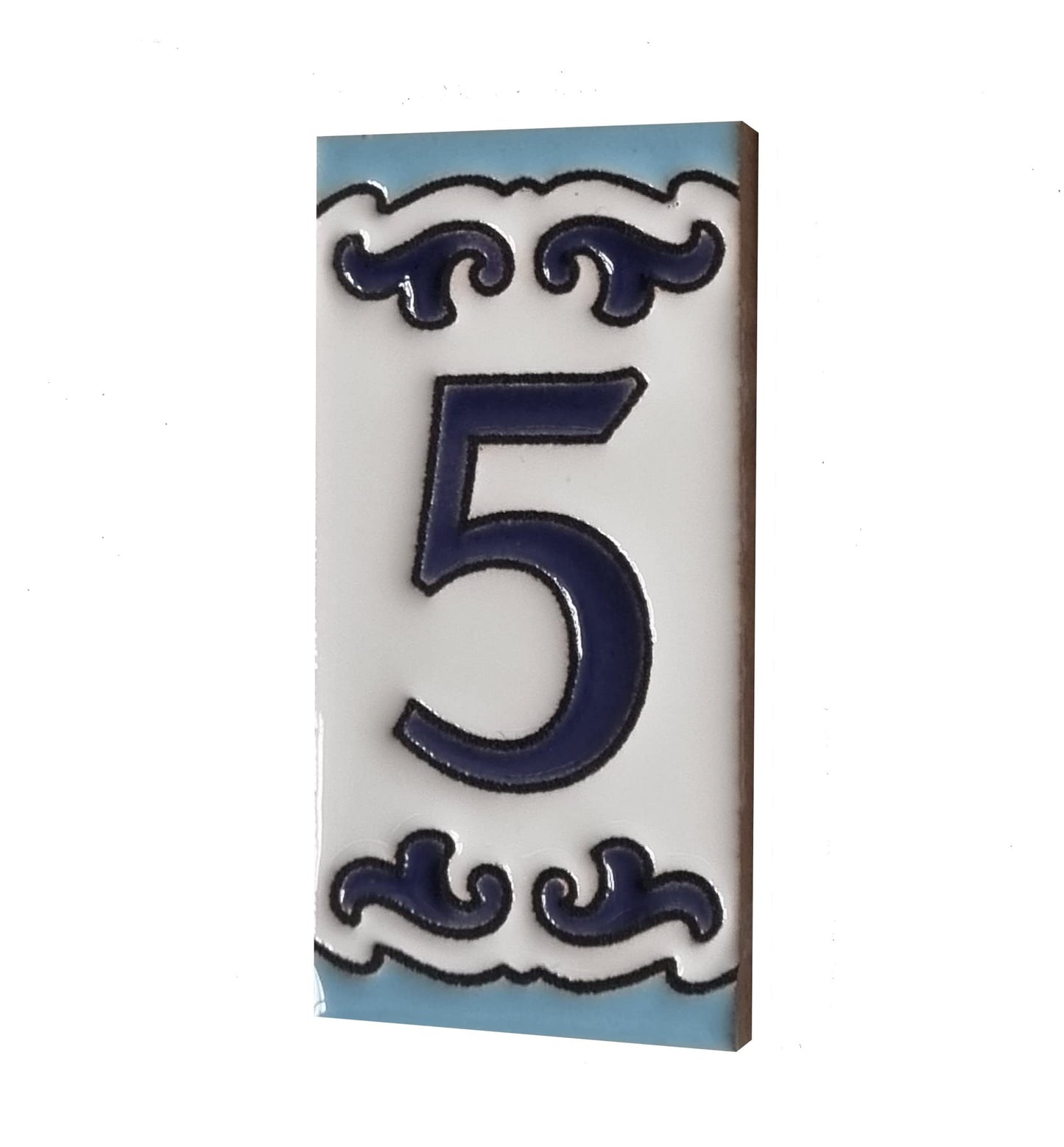 Spanish Hand-Painted Ceramic House Number Tiles | MD-02 | 7.5x3.7cm
