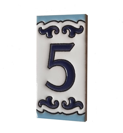 Spanish Hand-Painted Ceramic House Number Tiles | MD-02 | 7.5x3.7cm