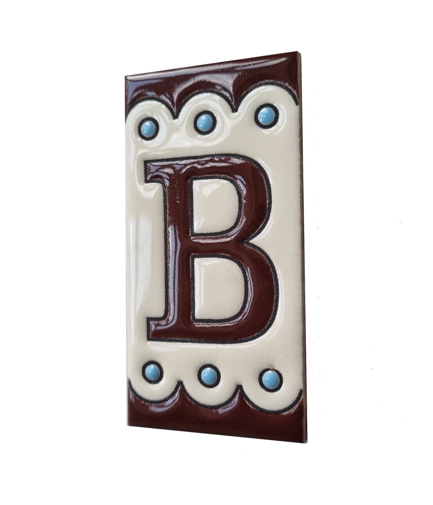 Soto M-8 Spanish Hand-painted Ceramic house number tiles 11 x 5.5 cm or 2.16 x 4.33"