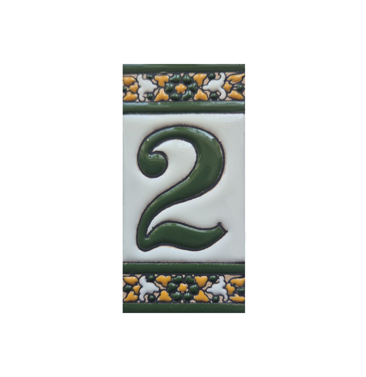 Floral Seville Hand-painted Ceramic Number Tiles 11 x 5.5 cm & Metal Frames