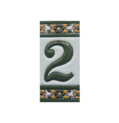 Floral Seville Hand-painted Ceramic Number Tiles 11 x 5.5 cm & Metal Frames