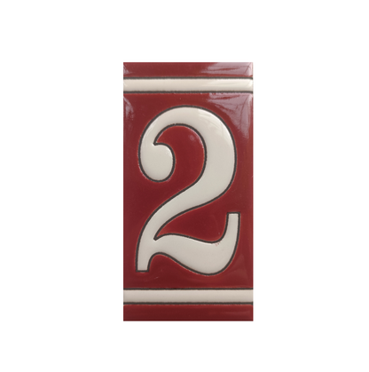 Hand-Painted French Designed Red House Number Tiles 4.3' x 2.2' | 11 x 5.5cm