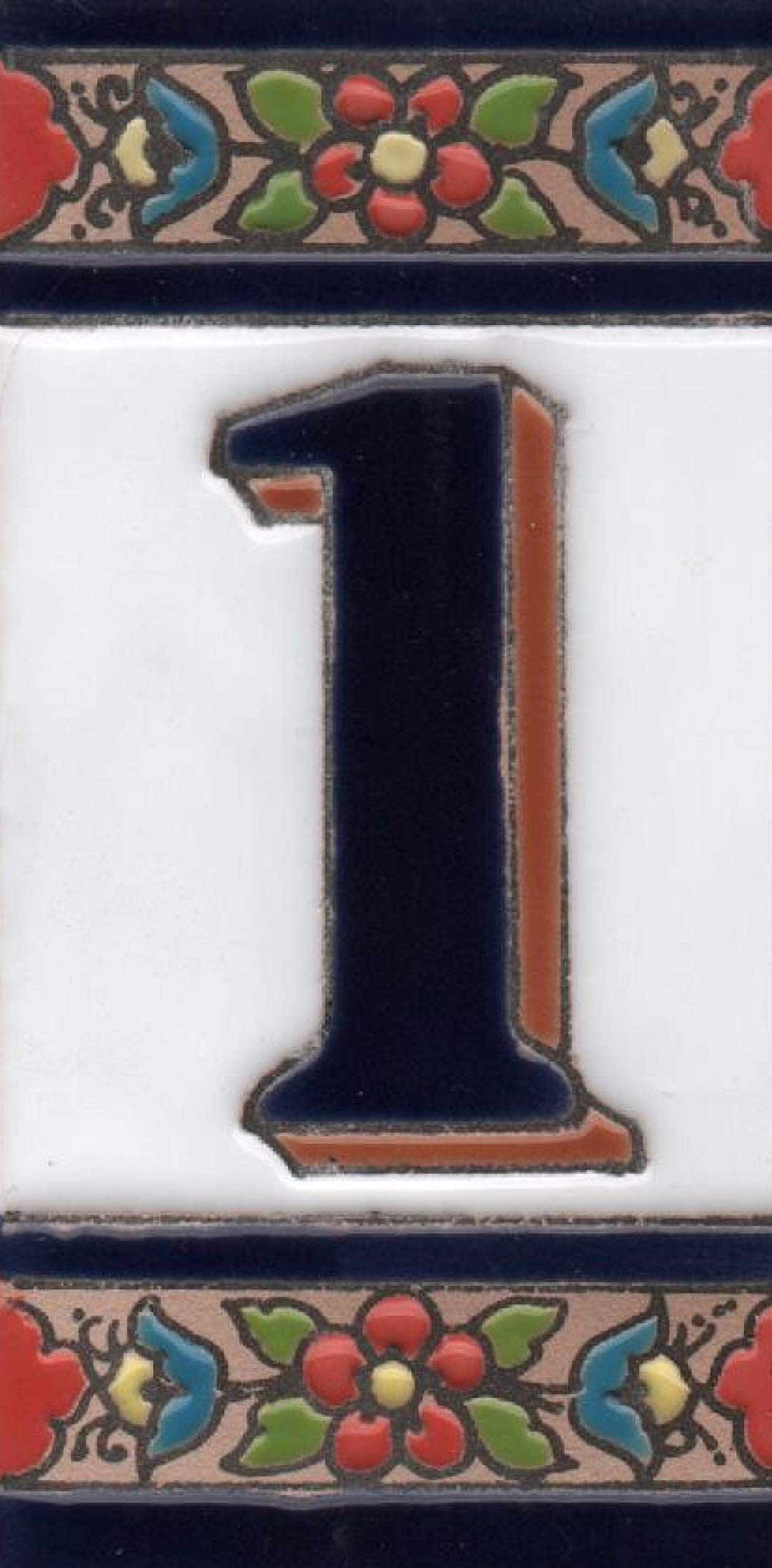 Hand-painted Ceramic Numbers & Letters Tiles Red Blue & Green Floral 11 x 5.5cm 2 to 7 Tile Frames