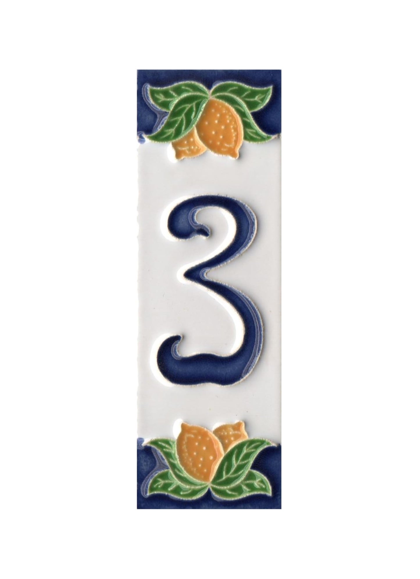 Italian Ceramic Lemon House Numbers & Letters Tiles 10 x 3.3 cm