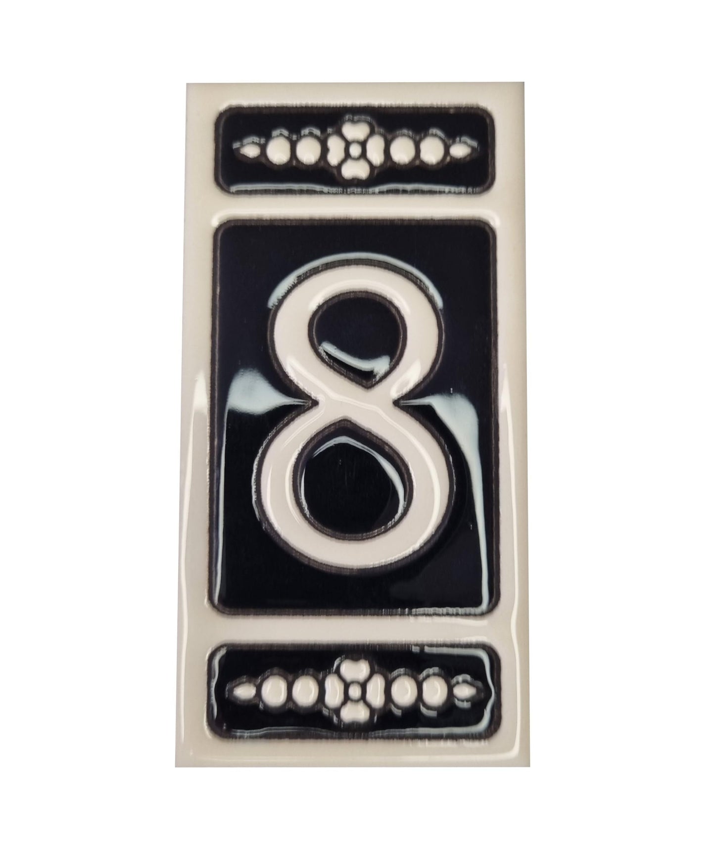 Spanish Hand-painted Atalaya M-6 Ceramic House Number Tiles 11 x 5.5 cm
