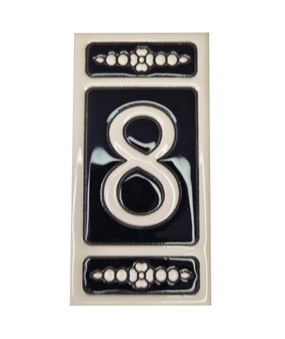 Spanish Hand-painted Atalaya M-6 Ceramic House Number Tiles 11 x 5.5 cm