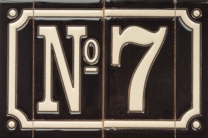 Hand-Painted French Black House Number Tiles 4.3' x 2.2' 11 x 5.5cm & Optional Metal Frames