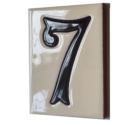 Hand-painted Costa Black & White Ceramic House Number Tiles 10 x 7.5cm