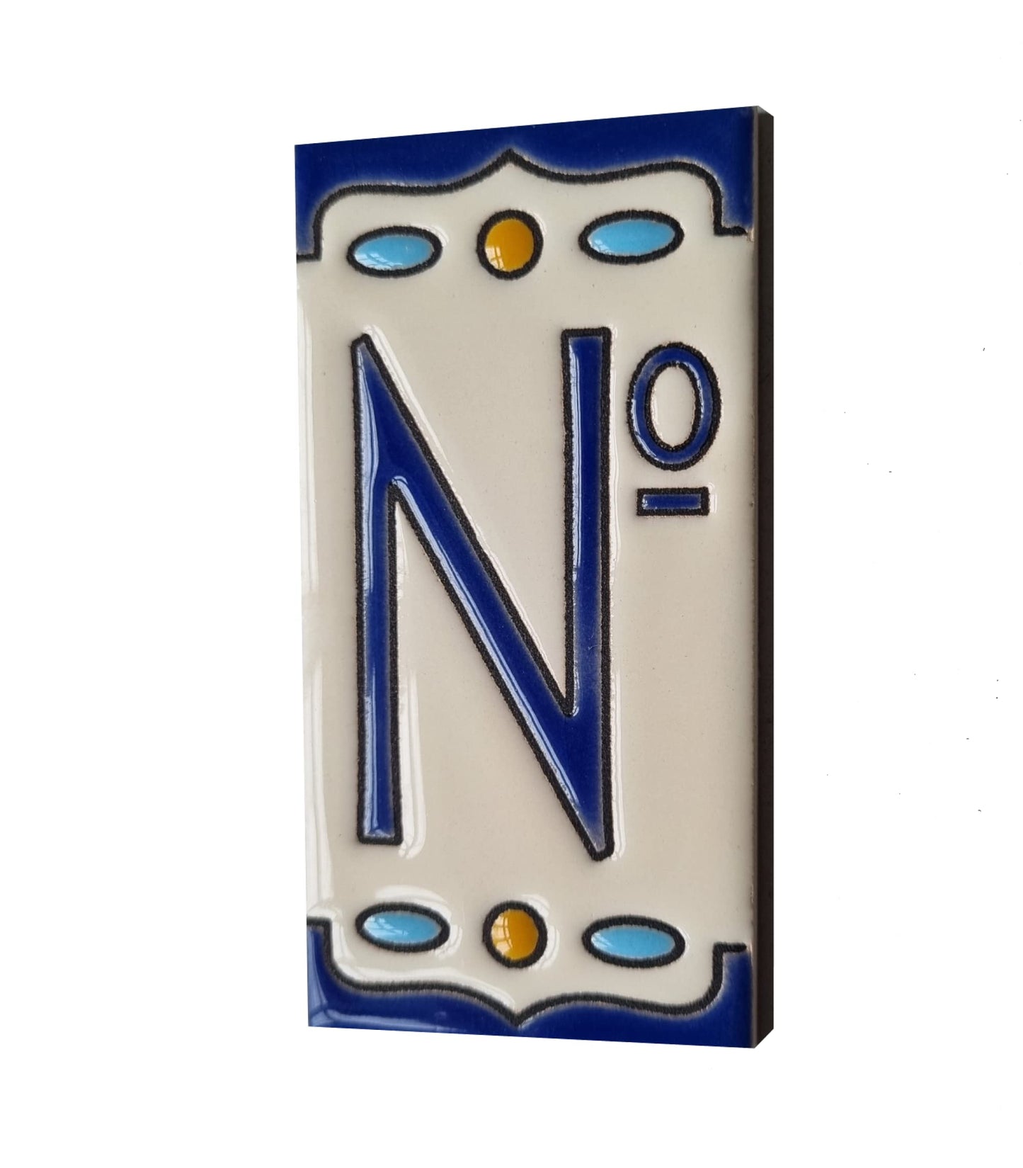 Nazari M-5 Spanish Hand-painted Ceramic House Number Tiles 11 x 5.5 cm