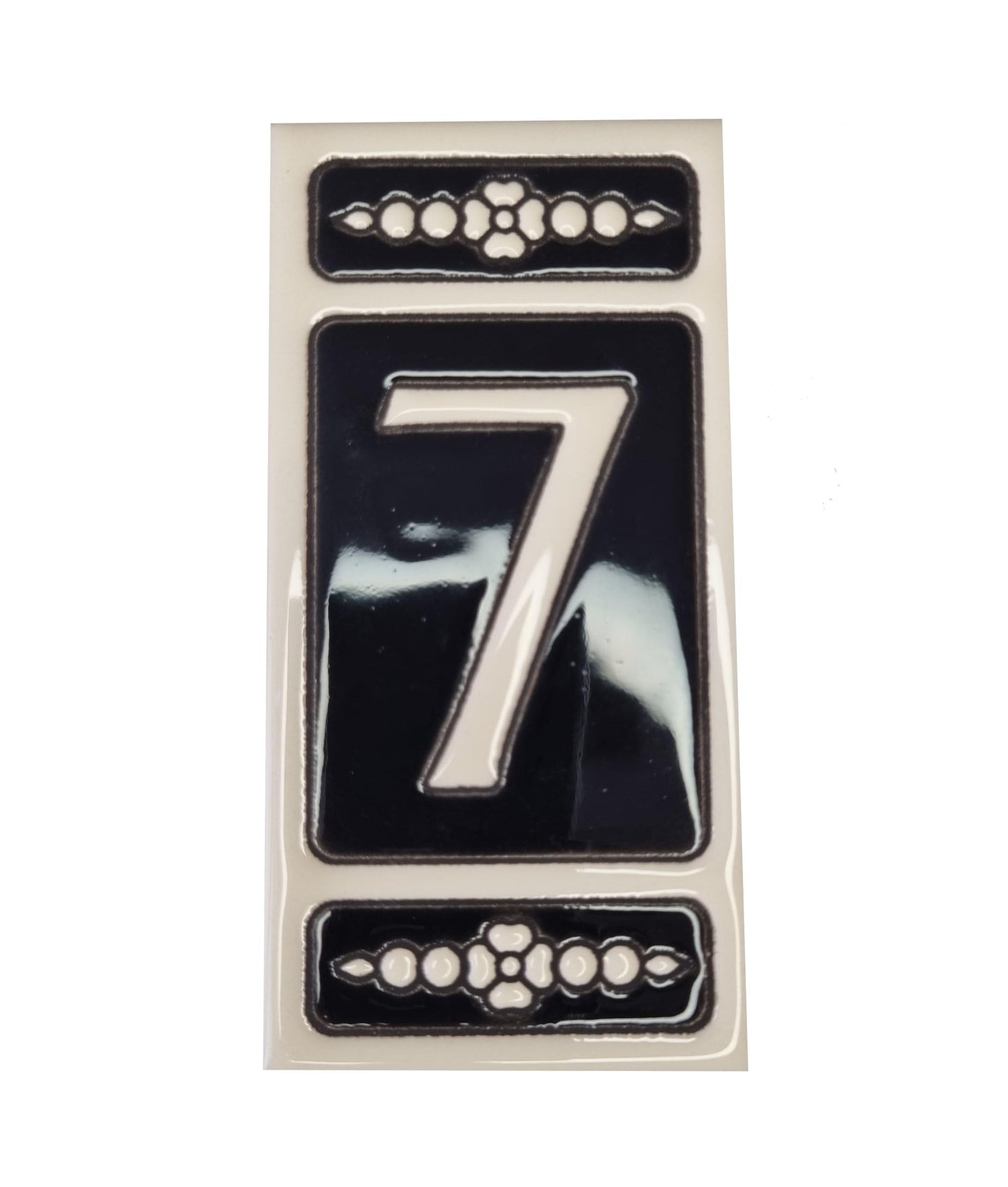 Spanish Hand-painted Atalaya M-6 Ceramic House Number Tiles 11 x 5.5 cm