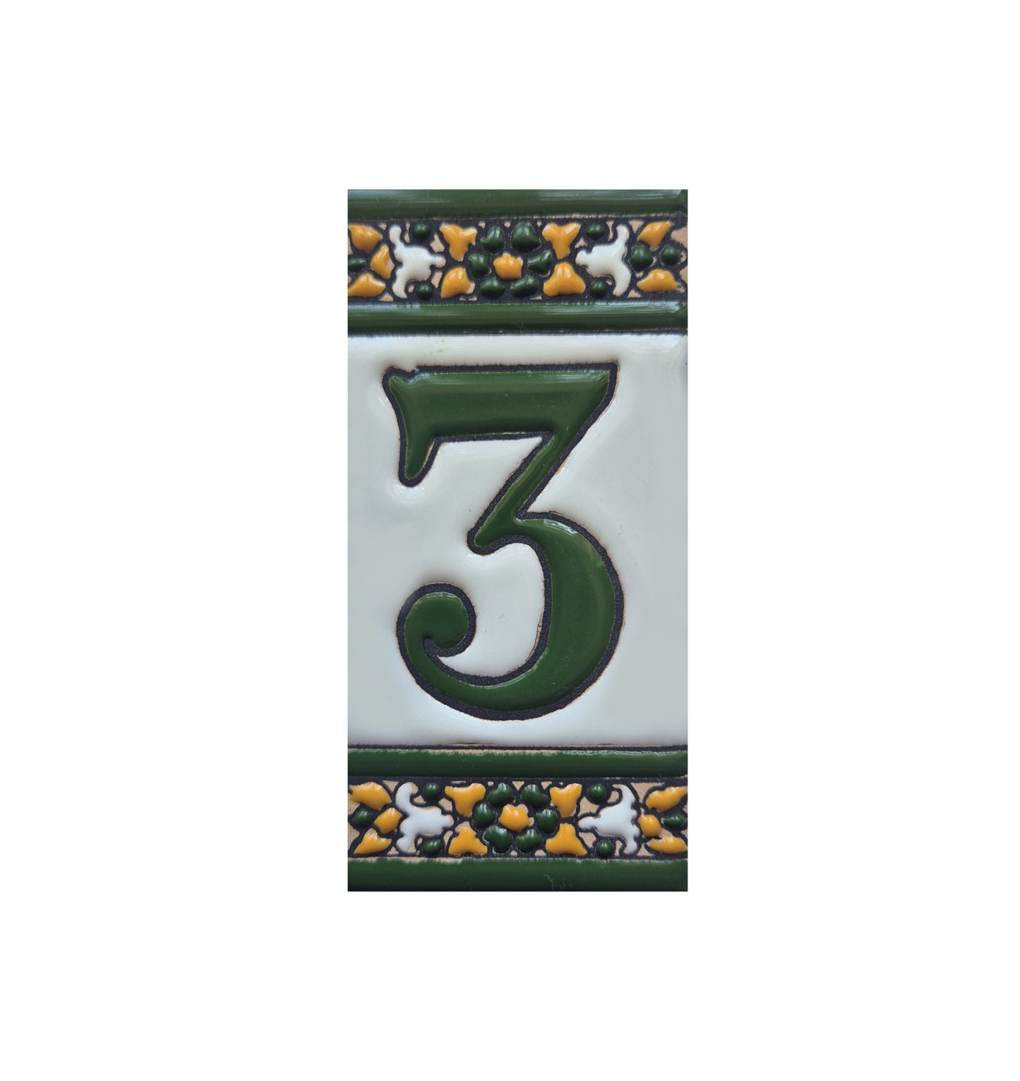 Floral Seville Hand-painted Ceramic Number Tiles 11 x 5.5 cm & Metal Frames