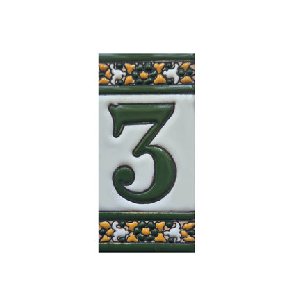 Floral Seville Hand-painted Ceramic Number Tiles 11 x 5.5 cm & Metal Frames