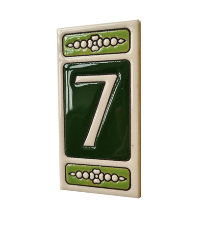 Atalaya Green Hand-Painted Ceramic House Number Tiles 11 x 5.5cm