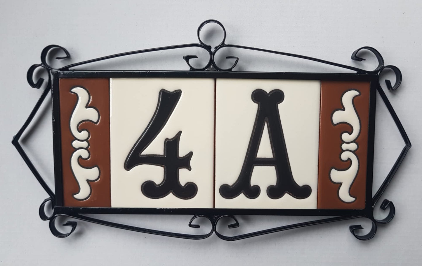 Hand-painted Costa Black & White Ceramic House Number Tiles 10 x 7.5cm