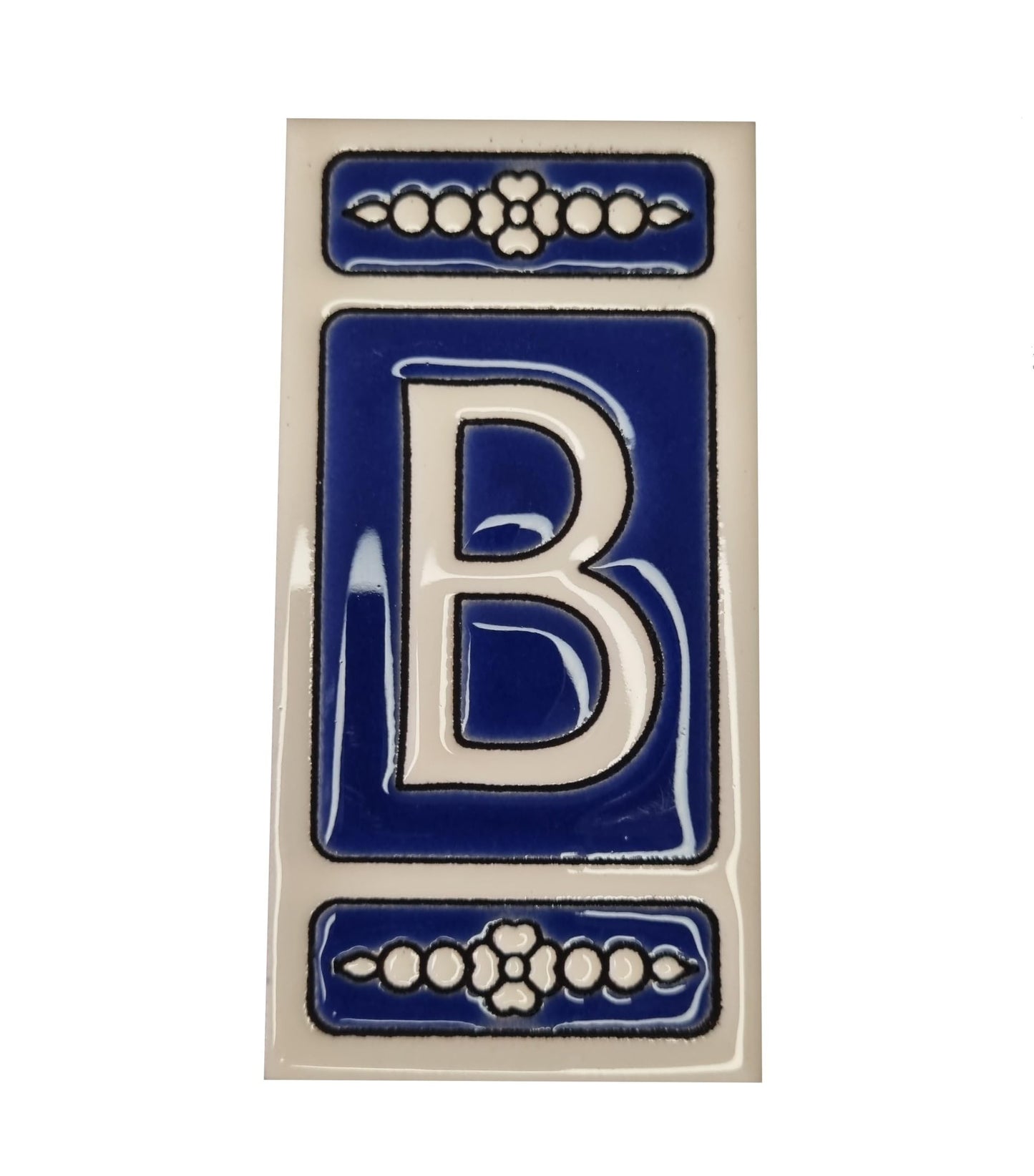Atalaya M-3 Blue Hand-Painted Ceramic House Number Tiles 11 x 5.5 cm