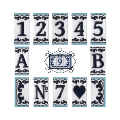 Spanish Hand-Painted Ceramic House Number Tiles | MD-02 | 7.5x3.7cm