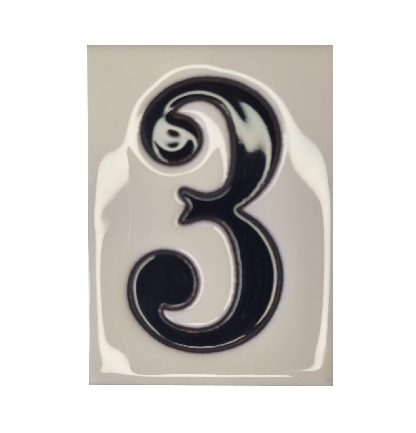 Hand-painted Costa Black & White Ceramic House Number Tiles 10 x 7.5cm