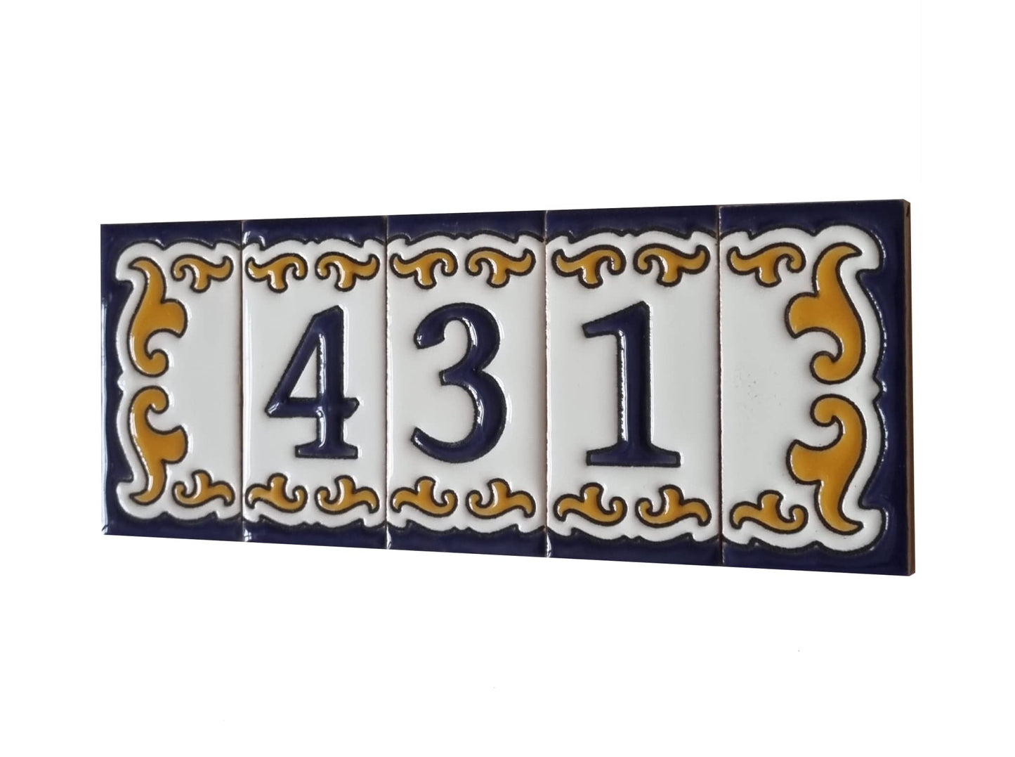 Hand-painted Ceramic Mini House Number Tiles | 2.95 x 1.46 x 0.2 inches 7.5 x 3.7cm | MD-05