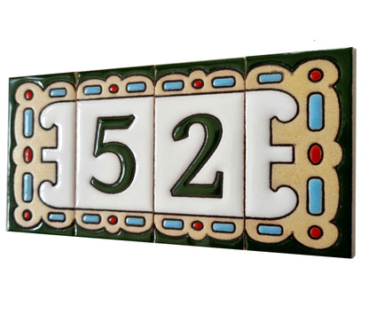 Hand-painted Mini-Green Ceramic House Number Tiles 7.5 x 3.7 cm
