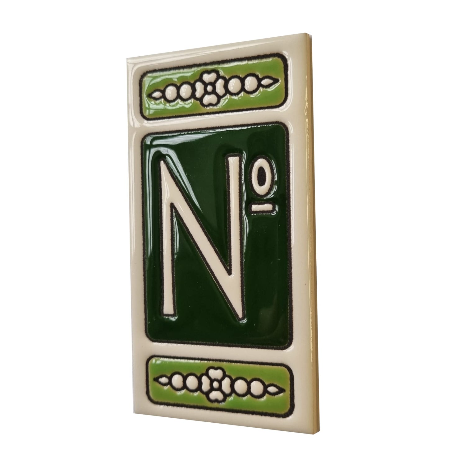 Atalaya Green Hand-Painted Ceramic House Number Tiles 11 x 5.5cm