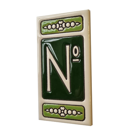 Atalaya Green Hand-Painted Ceramic House Number Tiles 11 x 5.5cm