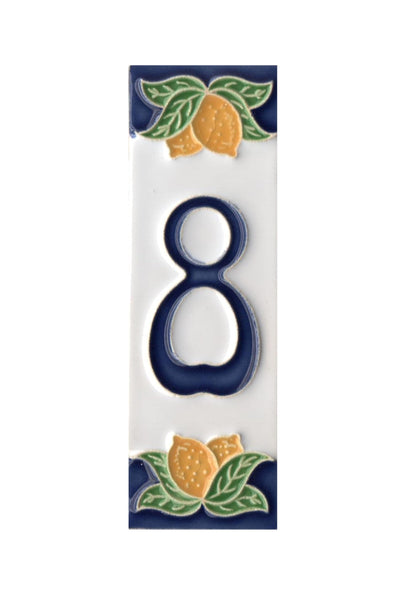 Italian Ceramic Lemon House Numbers & Letters Tiles 10 x 3.3 cm