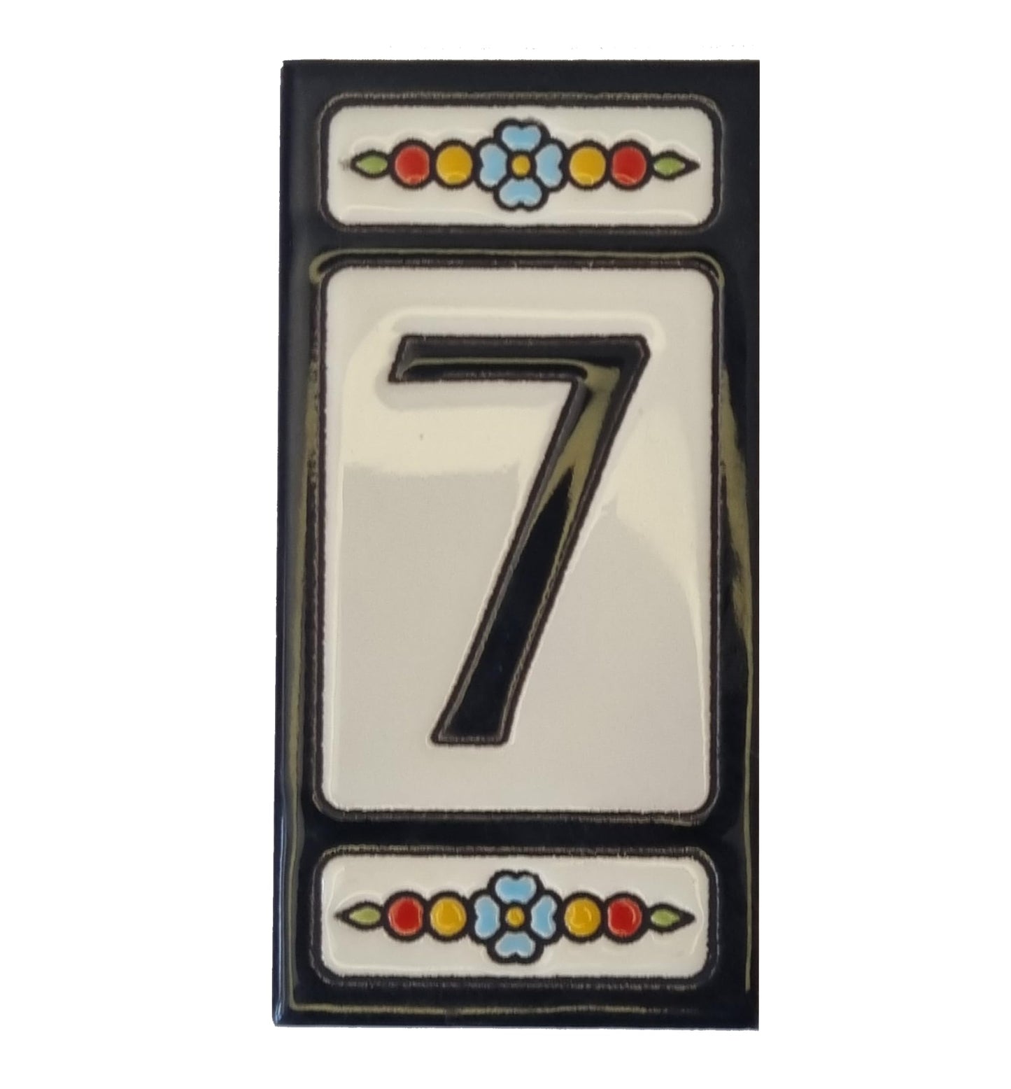 Hand-painted Atalaya M-5 Black Ceramic 11 x 5.5 cm or 2.165 x 4.331 inch House Number Tiles