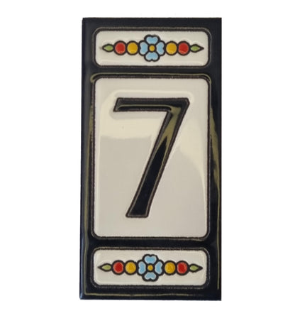 Hand-painted Atalaya M-5 Black Ceramic 11 x 5.5 cm or 2.165 x 4.331 inch House Number Tiles