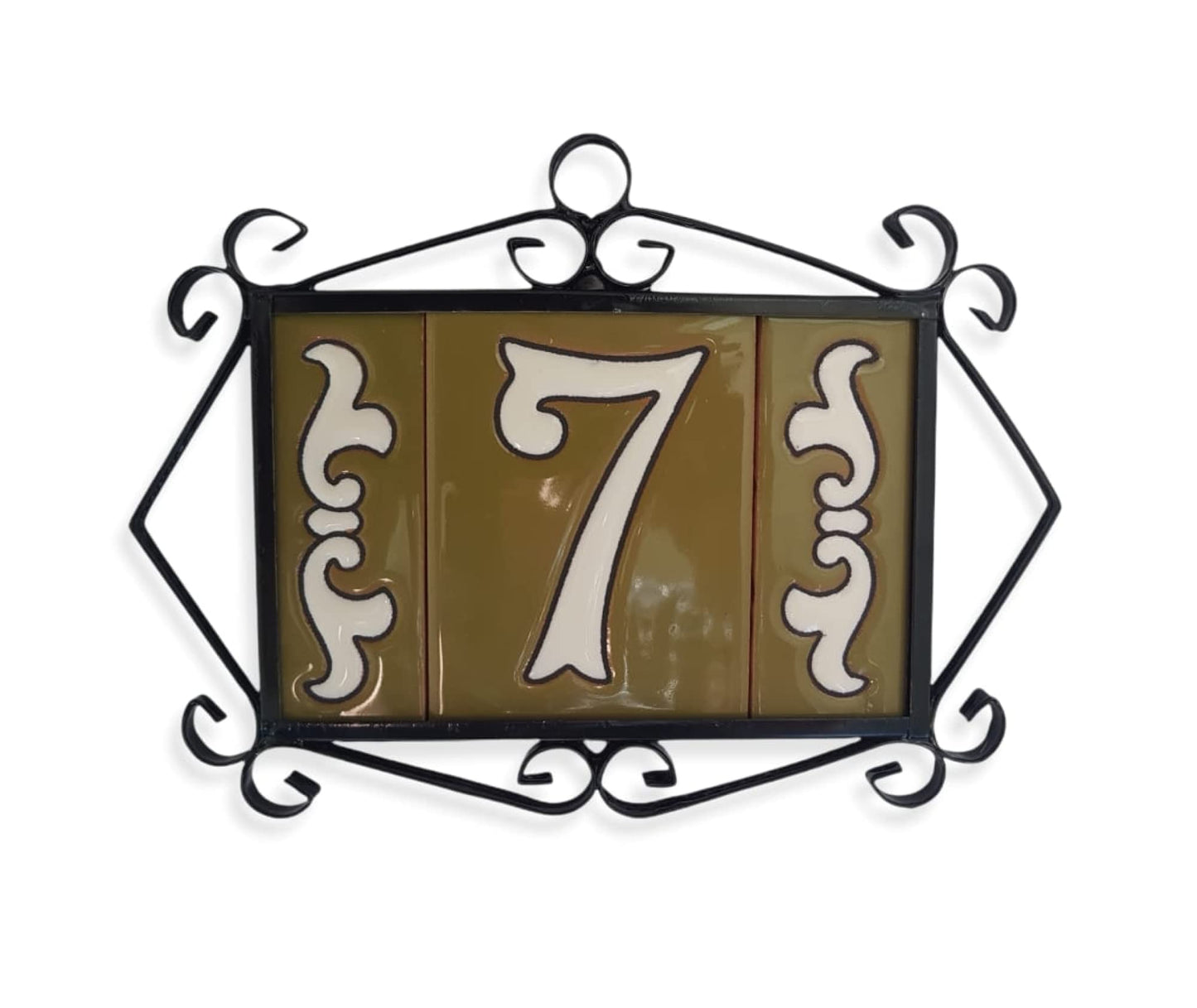 Hand-painted Costa Green Ceramic House Number Tiles 10 x 7.5cm