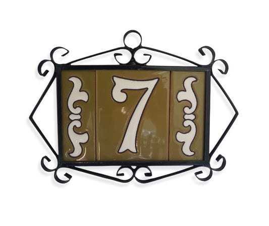 Spanish Hand-painted Ceramic House Number Tiles 10 x 7.5cm