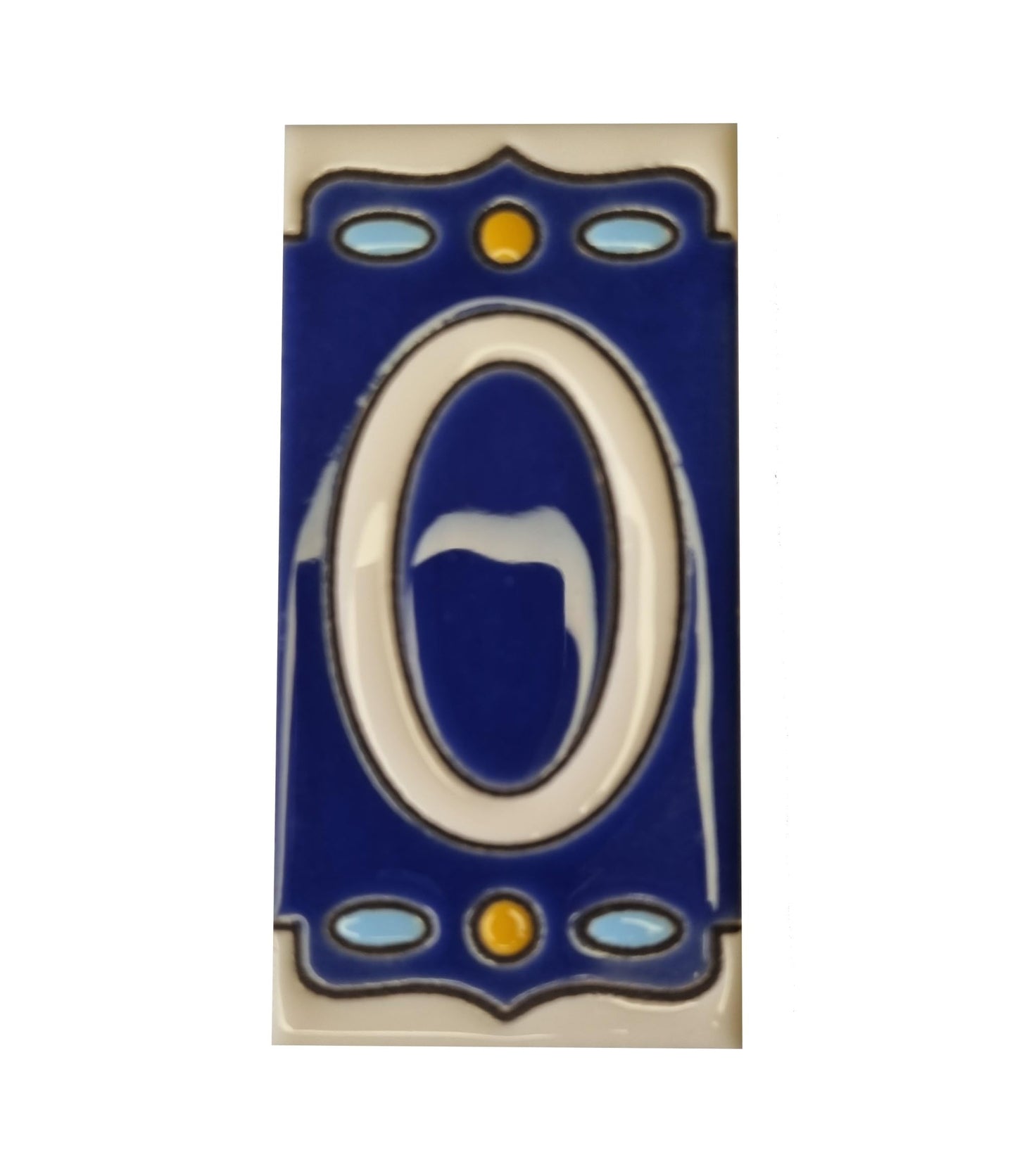 Hand-painted Nazari M-1 Ceramic House Number Tiies 11 x 5.5cm