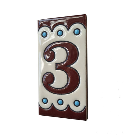 Soto M-8 Spanish Hand-painted Ceramic house number tiles 11 x 5.5 cm or 2.16 x 4.33"