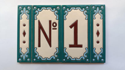 Hand-Painted Ceramic House Number Tiles 11 x 5.5 cm | Jacho M-13