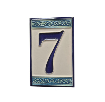 Hand-painted Italian Greek-styled house number tiles 11 x 7cm